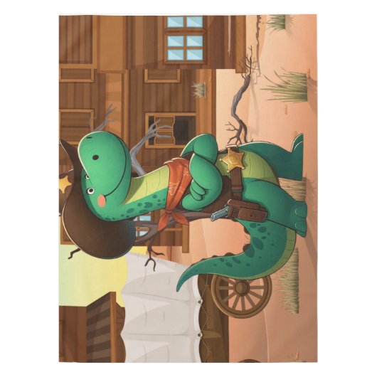 Schattigee dinosaurus sheriff/cowboy tafelkleed (Voorkant)