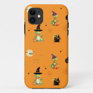 Schattigee Dinosaurus spelen pompoen truc om hallo iPhone 11 Hoesje