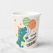 Schattigee Dinosaurus Stomp Chomp Drink Verjaardag Papieren Bekers (Voorkant)