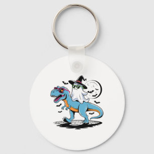 Schattigee dinosaurus T Rex en Ghost voor Hallowee Sleutelhanger