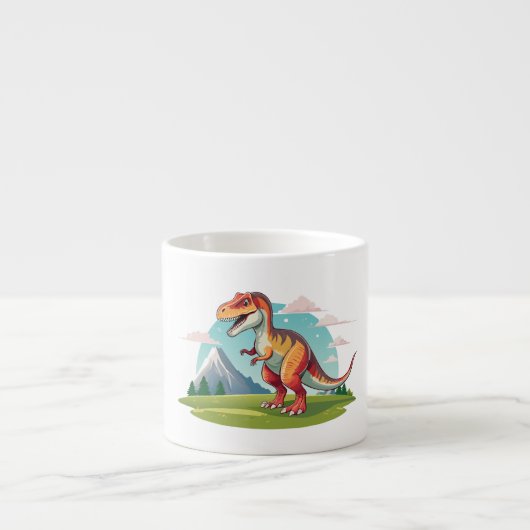 Schattigee  dinosaurus T Rex met Mountain Espresso Kop (Voorkant)