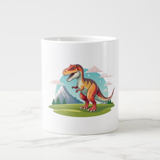 Schattigee  dinosaurus T Rex met Mountain Extra Grote Beker (Voorkant)