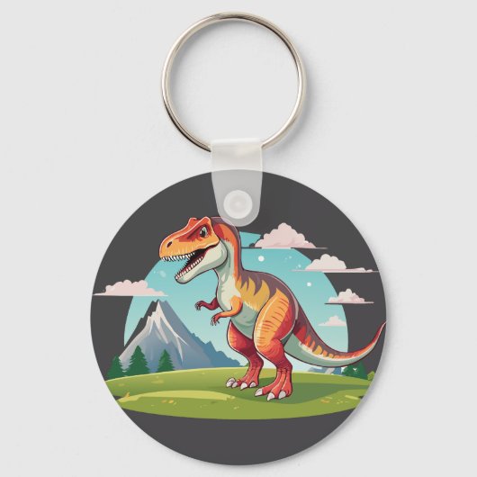 Schattigee  dinosaurus T Rex met Mountain Sleutelhanger (Voorkant)