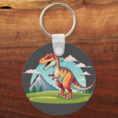 Schattigee  dinosaurus T Rex met Mountain Sleutelhanger (Voorkant)