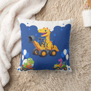 Schattigee dinosaurus tractor graven vrachtwagenba kussen