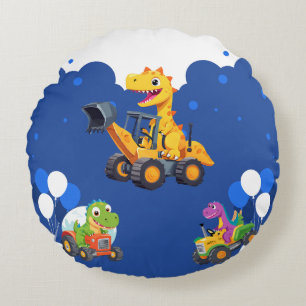 Schattigee dinosaurus tractor graven vrachtwagenba rond kussen
