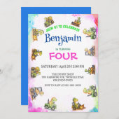 Schattigee dinosaurus tractor Rainbow B2S School V Kaart (Voorkant / Achterkant)