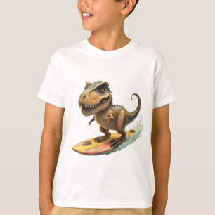 Schattigee dinosaurus trex surfen t-shirt