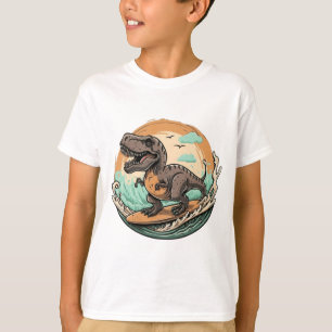 Schattigee dinosaurus trex surfen t-shirt