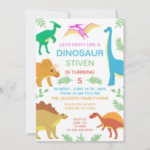 Schattigee Dinosaurus Verjaardag Kleurrijk Kaart