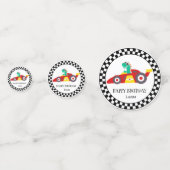 Schattigee Dinosaurus Verjaardag racing auto jonge Confetti (Voorkanten)