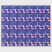 Schattigee Dinosaurus Verjaardagsfeest Kleurrijk Cadeaupapier (Vlak)