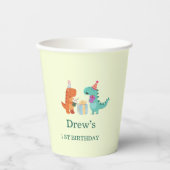 Schattigee Dinosaurus Verjaardagsfeestje Cups Papieren Bekers (Voorkant)