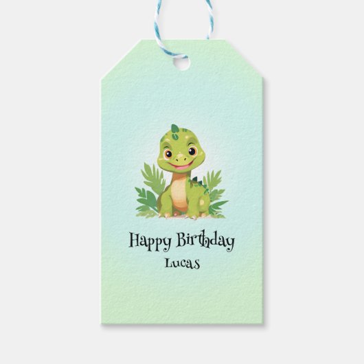 Schattigee dinosaurus wilde oerwoud dierentuin Ver Cadeaulabel (Voorkant)