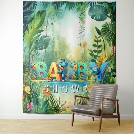 Schattigee dinosaurusachtergrond wandkleed (In situ)