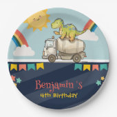 Schattigee dinosauruscementtruck Rainbow School Ve Papieren Bordje (Voorkant)