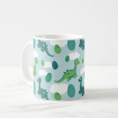 Schattigee dinosauruseieren blauw groen motief koffiemok (Voorkant links)