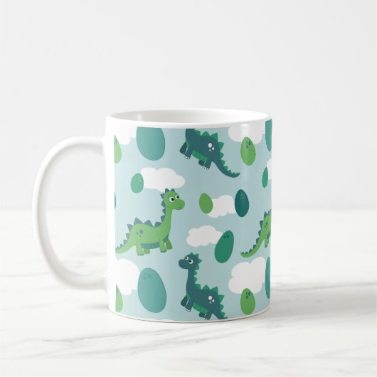 Schattigee dinosauruseieren blauw groen motief koffiemok (Links)