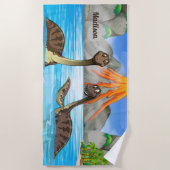 Schattigee Dinosaurussen aangepaste naam strandlak Strandlaken (Voorkant)