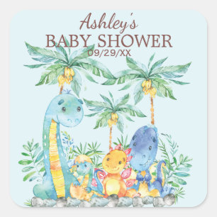 Schattigee Dinosaurussen Baby shower Favor Sticker