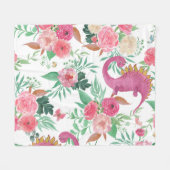 Schattigee dinosaurussen bloemmotief fleece deken (Voorkant (Horizontaal))