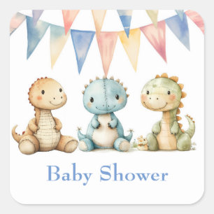 Schattigee Dinosaurussen en Vrienden Boy Baby show Vierkante Sticker