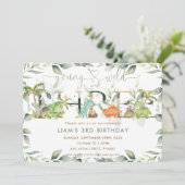 Schattigee Dinosaurussen Groen 3e Verjaardag Drie Kaart (Staand voorkant)