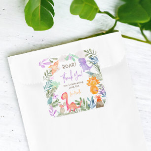 Schattigee dinosaurussen groen baby shower dank u vierkante sticker