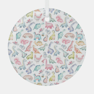 Schattigee dinosaurussen, het waterverf-patroon va glas ornament