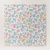 Schattigee dinosaurussen, het waterverf-patroon va legpuzzel (Horizontaal)