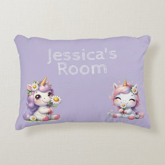 Schattigee dinosaurussen in roze en Paarse Kinder Accent Kussen (Voorkant)