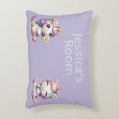 Schattigee dinosaurussen in roze en Paarse Kinder Accent Kussen (Voorkant(Verticaal))