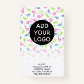 Schattigee dinosaurussen kinderarts foto logo code badge (Achterkant)