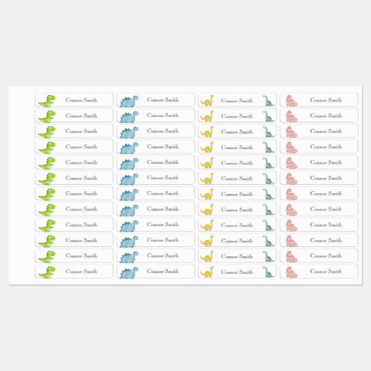 Schattigee Dinosaurussen School Day Care Naam Kled Labels (Vel)