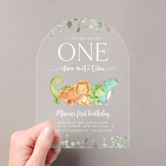 Schattigee dinosaurussen, T-Rex, Jurassic, Eerste Acryl Uitnodigingen (Insitu (Draagbaar))