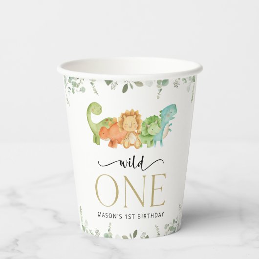 Schattigee dinosaurussen, T-Rex, Jurassic, Eerste  Papieren Bekers (Achterkant)