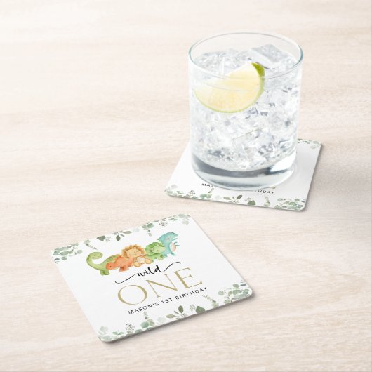 Schattigee dinosaurussen, T-Rex, Jurassic, Eerste Vierkante Kartonnen Onderzetter (Insitu)