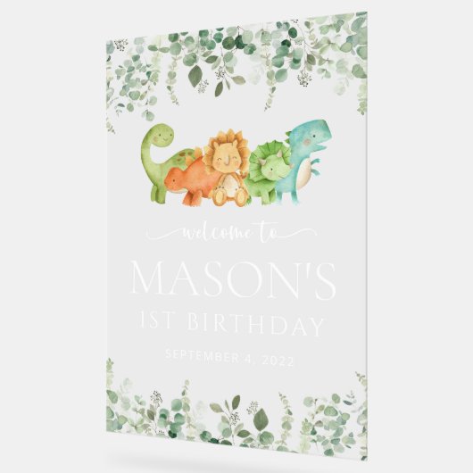 Schattigee dinosaurussen, T-Rex, Jurassic, Verjaar Acryl Bord (Hoek)