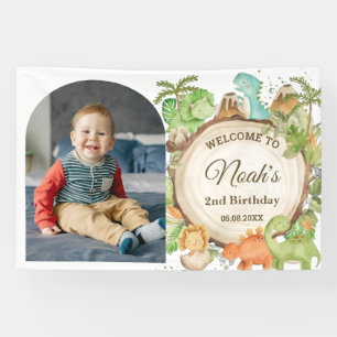 Schattigee Dinosaurussen Verjaardag Welkom Foto Ac Spandoek