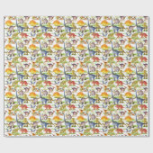 Schattigee Dinosaurussen Waterverf Naadloze Kunst Cadeaupapier (Vlak)