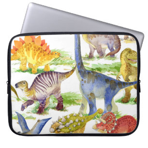 Schattigee Dinosaurussen Waterverf Naadloze Kunst Laptop Sleeve
