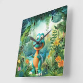 Schattigee dinosauruswandklok vierkante klok (Hoek)