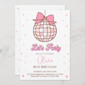 Schattigee discobal | Roze strik Verjaardagsfeest Kaart (Voorkant / Achterkant)