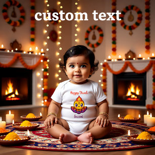Schattigee Diya Lamp voor Diwali met aangepaste te Romper