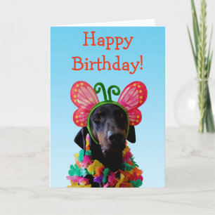 Schattigee Doberman hondenvlinderverjaardag Kaart