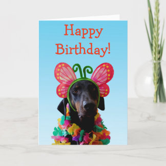 Schattigee Doberman hondenvlinderverjaardag Kaart