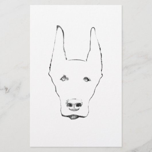 Schattigee Doberman Pinscher Hondengezichtsschets Briefpapier (Voorkant)
