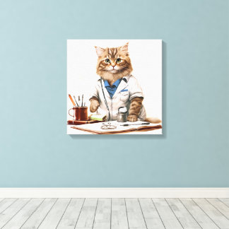 Schattigee Doctor Cat als schilderij Canvas Afdruk