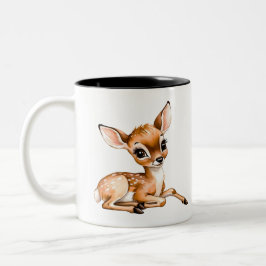 Schattigee Doe Chilling Out, Deer Lover Gift, Tweekleurige Koffiemok