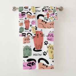 Schattigee doedelkatten en pootafdrukken bad handdoek